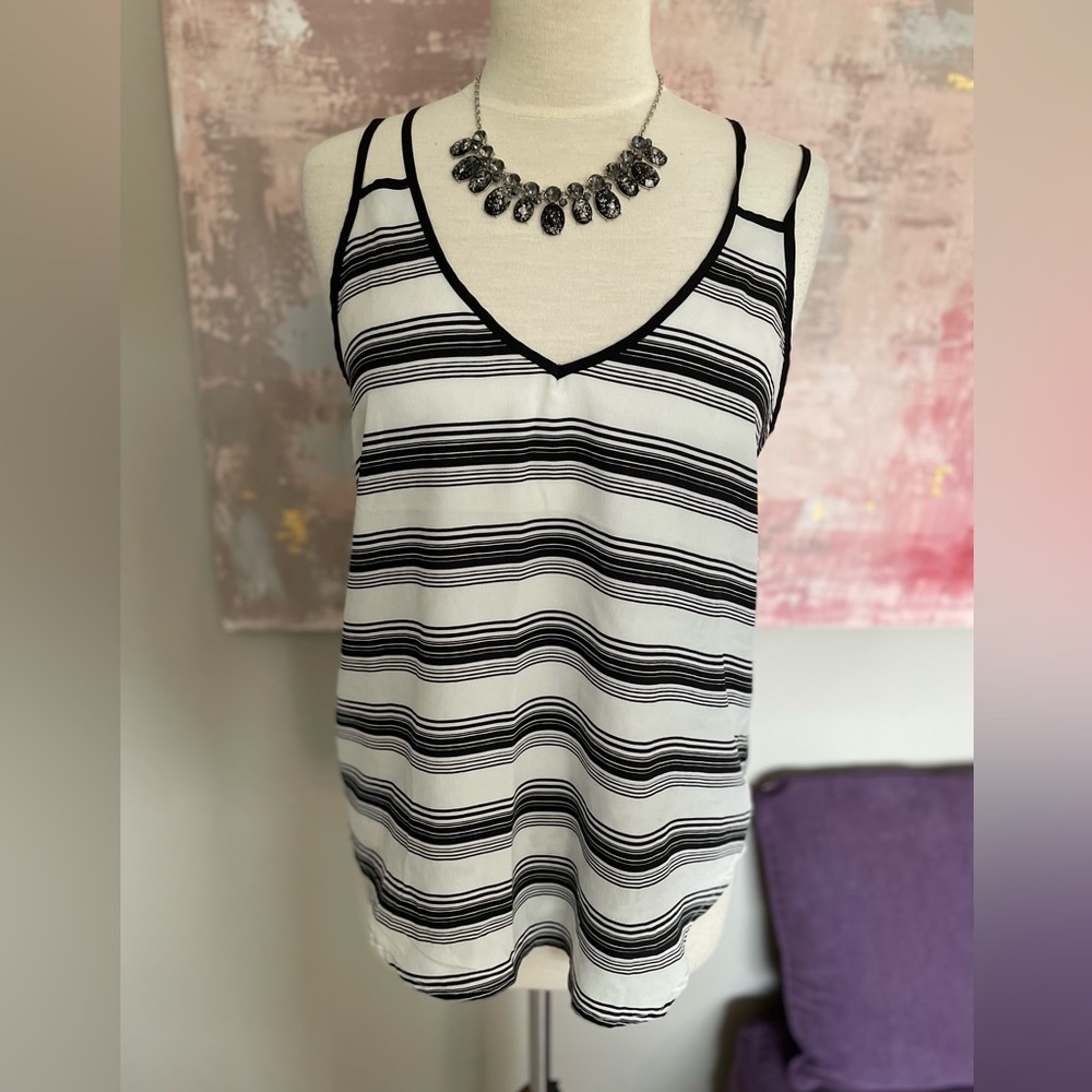 Victoria’s Secret tank top with black and white stripes‎ size small